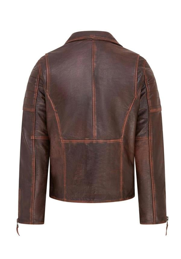 Infinity Leather Mens Brando Double Cross Zip Leather Biker Jacket- Fagernes