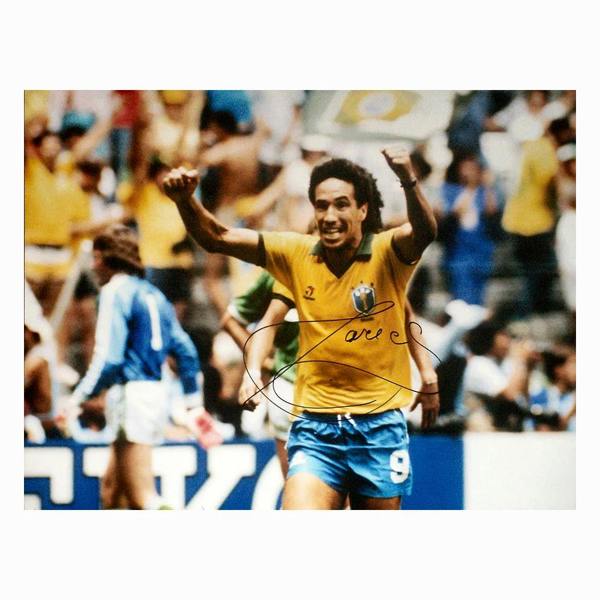 Careca signed 1986 World Cup photo — Premium framing