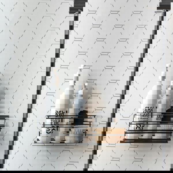 BESLAGSBODEN Matt Black Stainless Steel Shower Basket Self Adhesive Wall Mounted