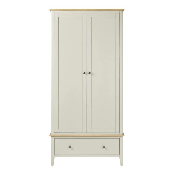 Statement Furniture Pembroke Double Wardrobe with Oak Top Modern 2 Door Wooden Storage