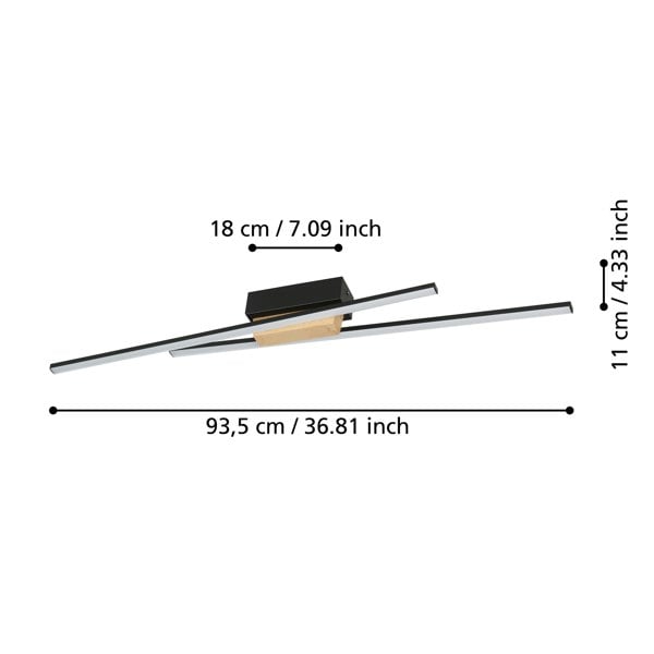 EGLO Panagria Modern LED Ceiling Light with Wood Accents WBS