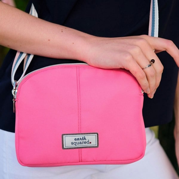 Earth Squared Lightweight Crossbody Bag with A Striped Strap