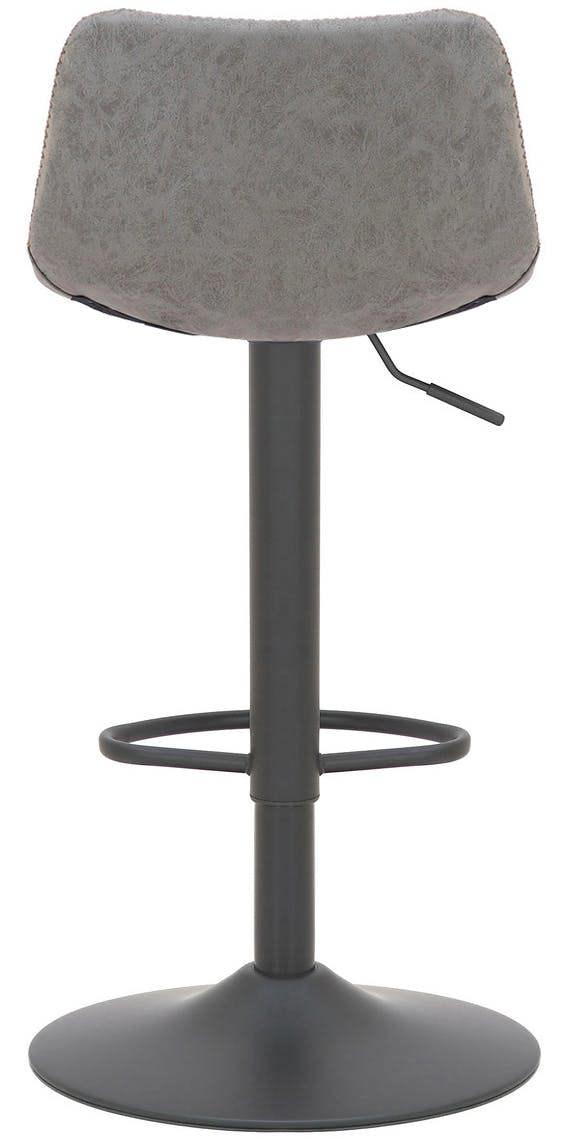 Lamboro Antico Faux Leather Kitchen Bar Stool, Matt Black Stem & Base, Adjustable Gas Lift With Backrest, Breakfast Bar Stool - Grey
