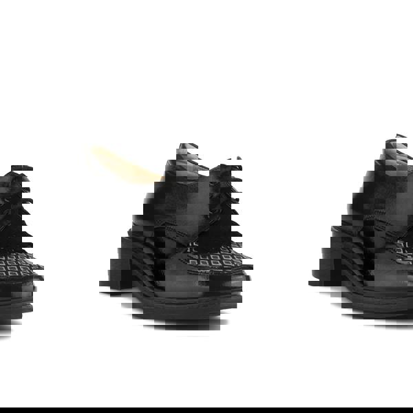 Embassy London Retro Tone - Black & Grey Diamond - Women's leather lace-up with signature kiltie detail