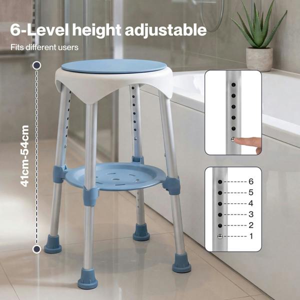 Levede Shower Chair Swivel 6-Level Adjustable Height Shower Bath Stool Seat