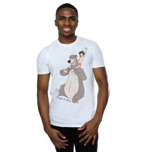 Disney Mens The Jungle Book Classic Mowgli And Baloo T-Shirt - White