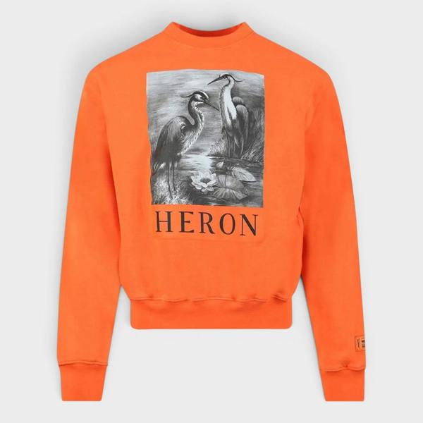 Heron Preston Heron OS Cotton Crewneck Orange Black