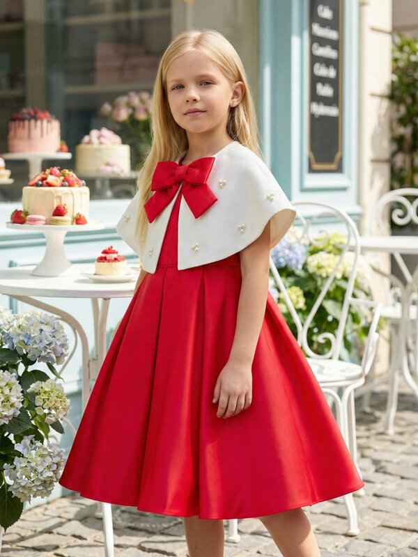 DRESS & Fleur Girls Dress and Bolero Set in Red