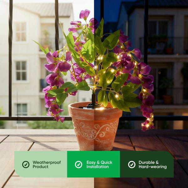 Gardenwize Solar Wisteria Stake Light – 10 Warm White LED Garden Light