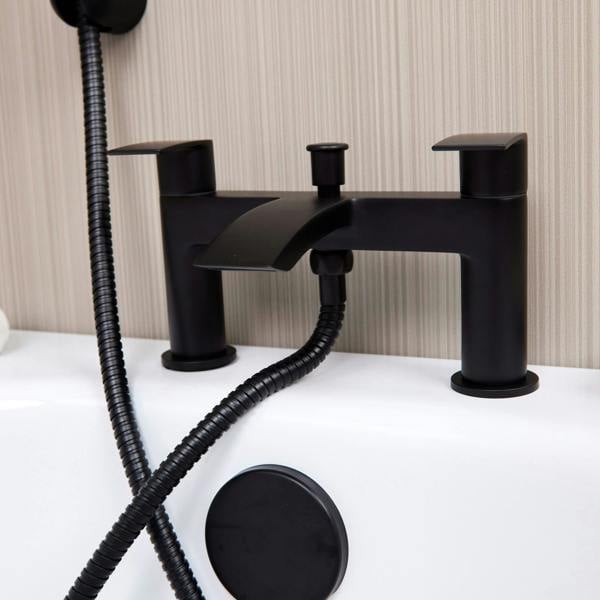 Flode Falun | Bath Shower Mixer | Including Handset and Holder | Matt Black