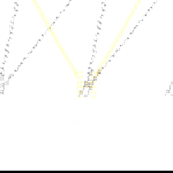 Say It With Dainty CZ Block Initial Necklace - Yellow Gold Plated