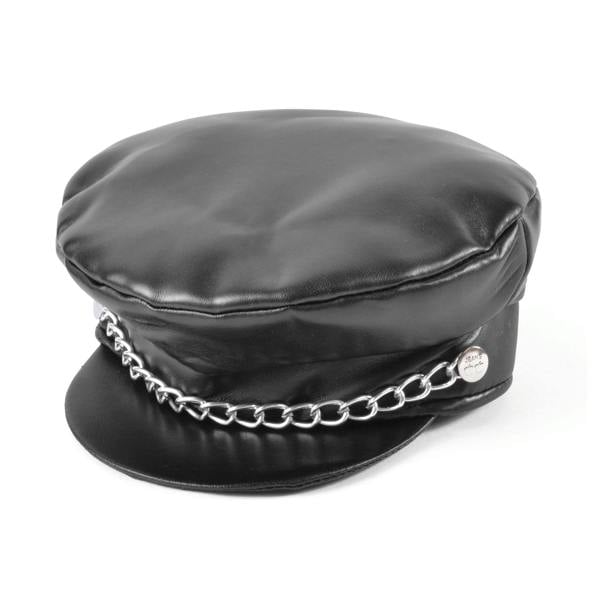 Bristol Novelty Unisex Adults Punk Leather Cap - Black - 