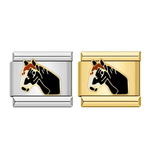 Serafina Black and White Horse | Italian Style Bracelet Charm