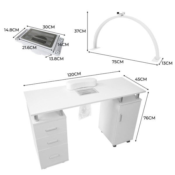 Monstershop Professional Manicure Table & LED Half Moon Lamp