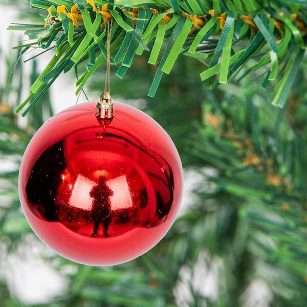 Shatchi 100mm Shatterproof Dark Red Christmas Baubles, Pack of 3 or 6 for Festive Displays