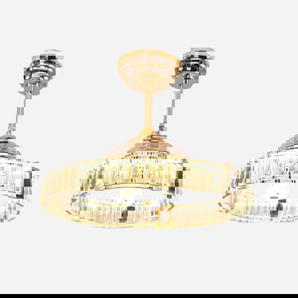 Lightsin Elegant Gold Silent Ceiling Fan Lamp with Crystal Accent Lightsin UK 