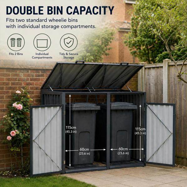 Nicoman Outdoor Metal Garbage Bin Shed