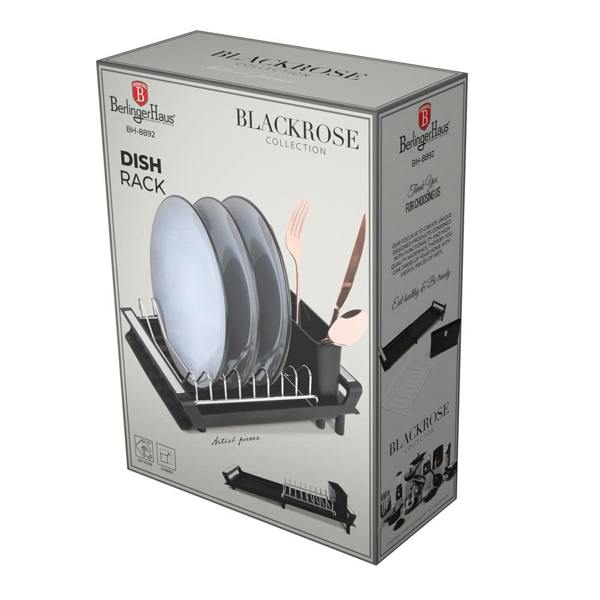 Berlinger Haus BH8892 Adjustable Dish Rack | Black Rose Gold