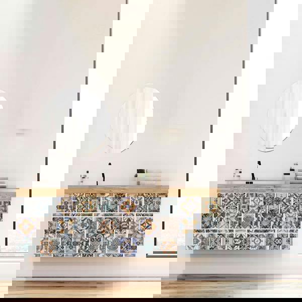 WT1583 - Corfu Colourful Mediterranean Wall Tile Sticker Set - 15 x 15 cm (6 x 6 in) - 24 pcs