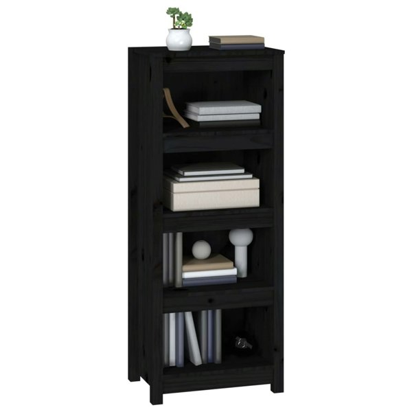 Berkfield Book Cabinet Black 50x35x125.5 cm Solid Wood Pine