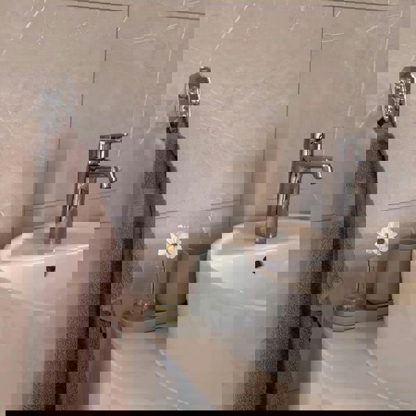 BESLAGSBODEN Polished Chrome Triple Swinging Towel Hook (48 x 96mm) Self Adhesive Bathroom Wall Mounted