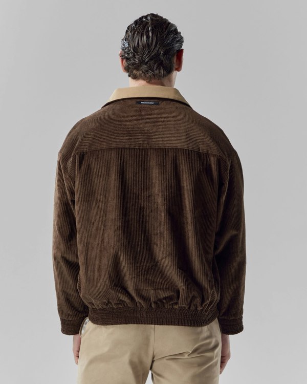 Frolickers Reversible Corduroy Bomber Jacket - Tan / Espresso