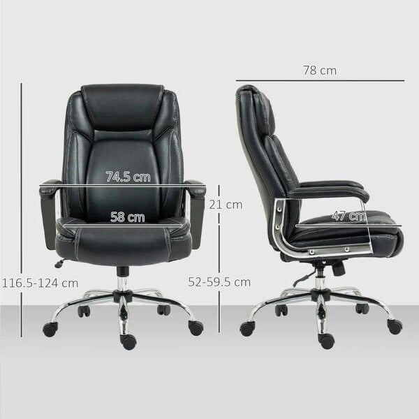 Ergonomic Office Chair, Faux Leather Chair with Tilt Function, Adjustable Height, 227kg 500LBS Swivel Computer Chair for Home Study, Black