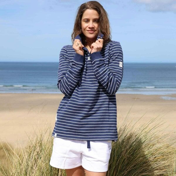 Lazy Jacks LJ14 - Ladies Button Neck Sweatshirt - Twilight
