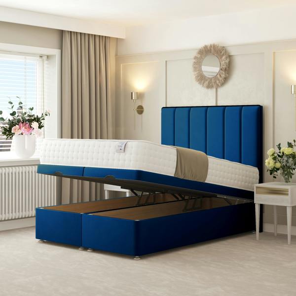 Bed Choices Herringbone Ottoman Divan Bed - Blue