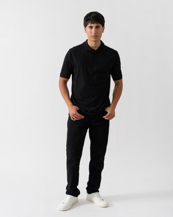 Oliver Sweeney Tralee Mens Pique Cotton Polo Shirt - Black