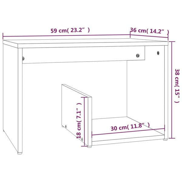 Berkfield Side Table Grey Sonoma 59x36x38 cm Engineered Wood