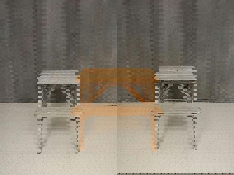 Classic pub-style picnic bench and table with rustic finish, designed for outdoor dining areas such as gardens, patios, cafés, and public spaces.