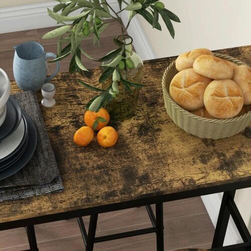 Wyld Haus Tonayo Wooden Rustic Brown 5 Piece Industrial Bar Table And Stool Set