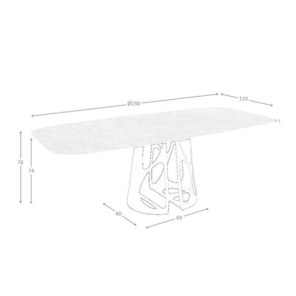 Angel Cerdá Oval Barrel porcelain marble and black steel dining table 1136