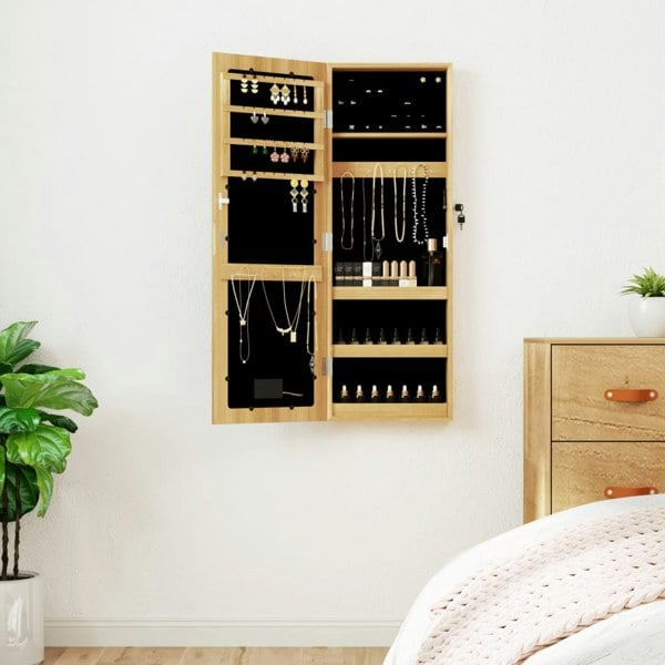 Berkfield Mirror Jewellery Cabinet with LED Lights Wall Mounted