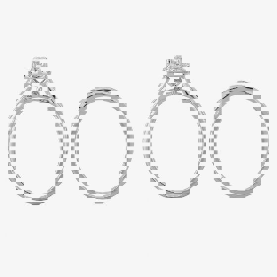 T. H. Baker 9ct White Gold 1.00ct Diamond Cluster Halo Bridal Set TH011791R