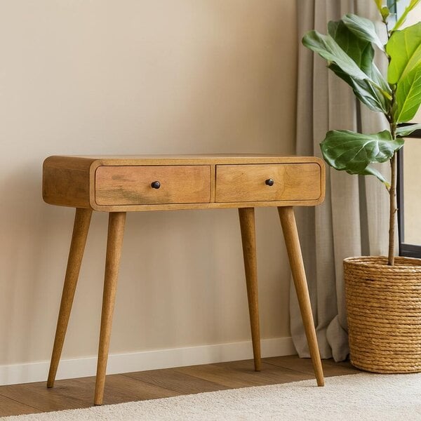Wyld Haus Rimini Mango Wood Curved Hallway Console Table