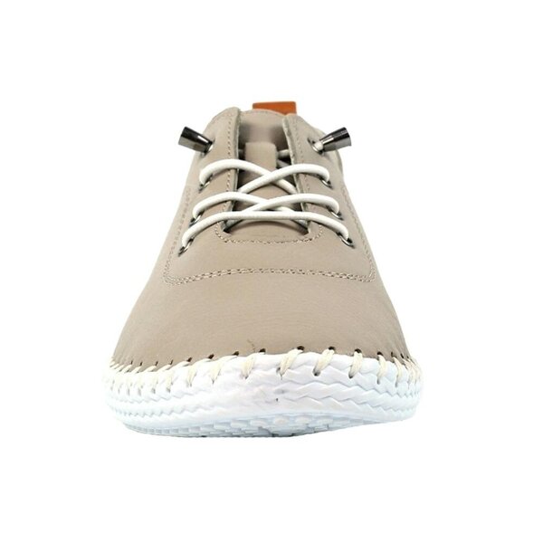Lunar Womens/Ladies St Ives Leather Plimsolls - Stone - Stone - 100% Leather