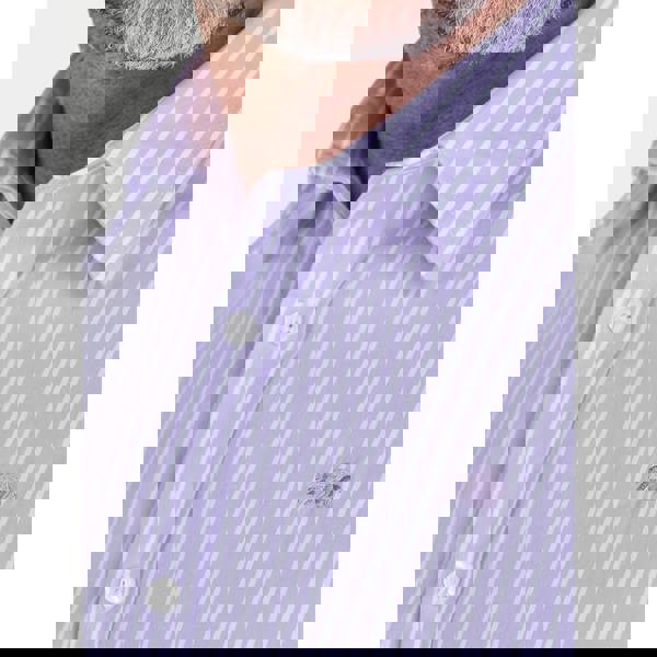 Raging Bull Mens Classic Stripe Long-Sleeved Shirt - Lilac - 