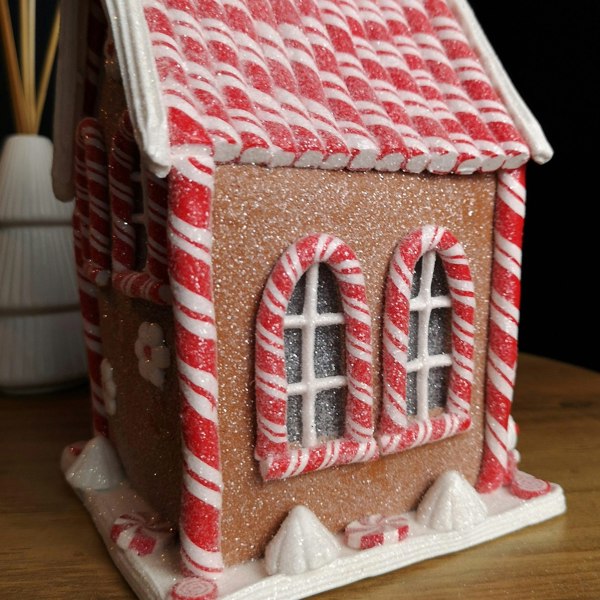 Samuel Alexander 20cm Battery Operated LED Gingerbread Santa Candy Cabin Christmas Decoration