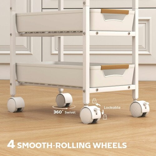 Wyld Haus Lubani Metal White 5 Tier Storage Trolley On Wheels