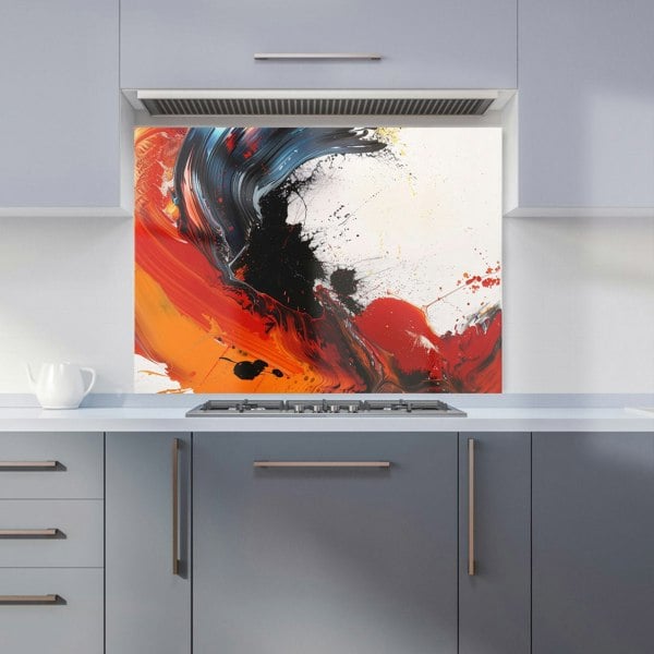 Warren Reed - Designer Fiery Waves: Abstract Motion Kitchen Splashback