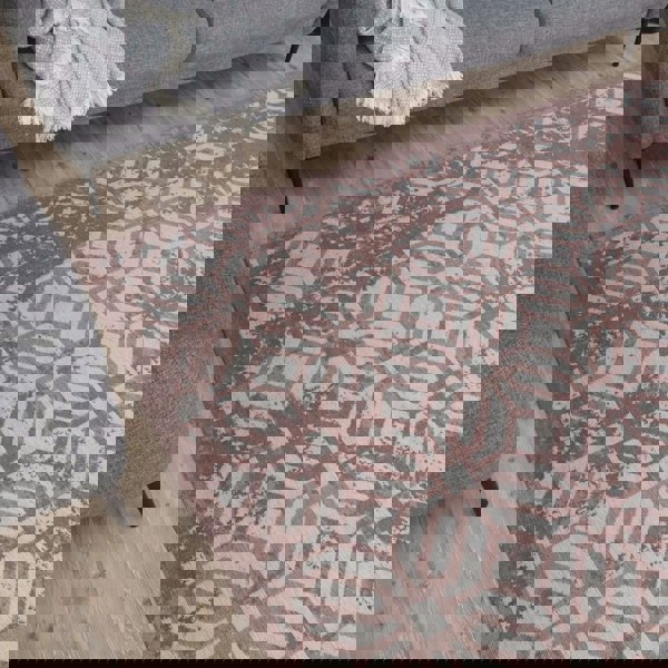 Machine Washable Flatweave Rug Geometric in Pink