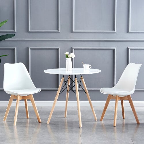 Set of 2 Dining Chairs with Solid Wooden Legs and Seat Cushion Pad Eva