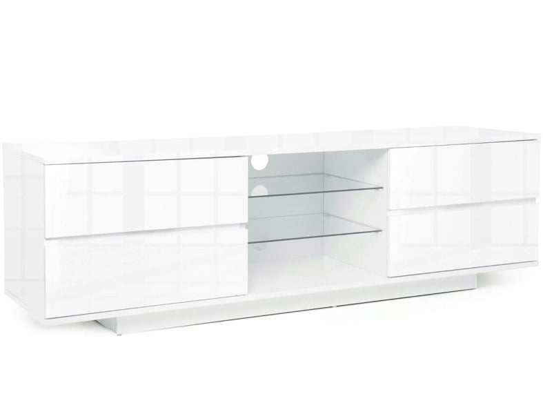 Centurion Supports Avitus Premium High Gloss White with 4-White Drawers and 3-Shelf 32"-65" LED/OLED/LCD TV Cabinet