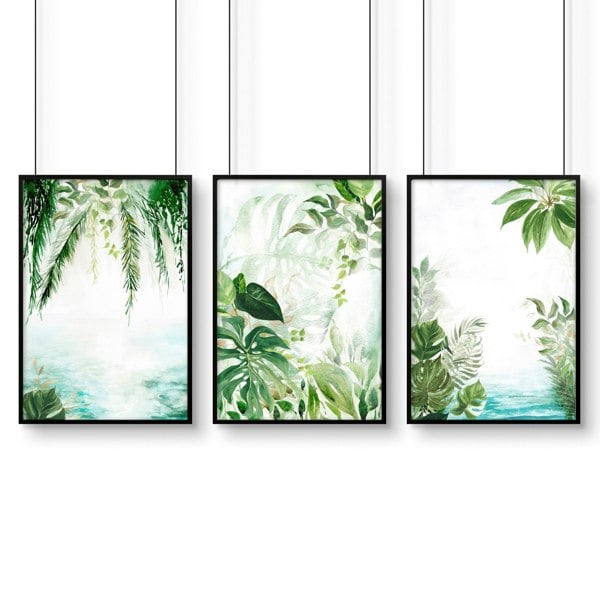 Art for office walls | set of 3 Tropical wall art prints