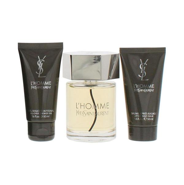 Yves Saint Laurent L'Homme Eau de Toilette 100ml, Shower Gel 50ml + Aftershave Balm 50ml Gift Set for Him