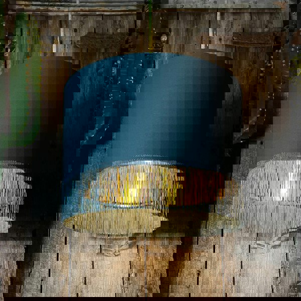 Love Frankie petrol cotton lampshade gold lining fringing