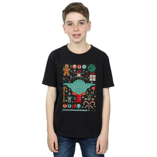 Star Wars Boys Yoda Christmas T-Shirt - Black