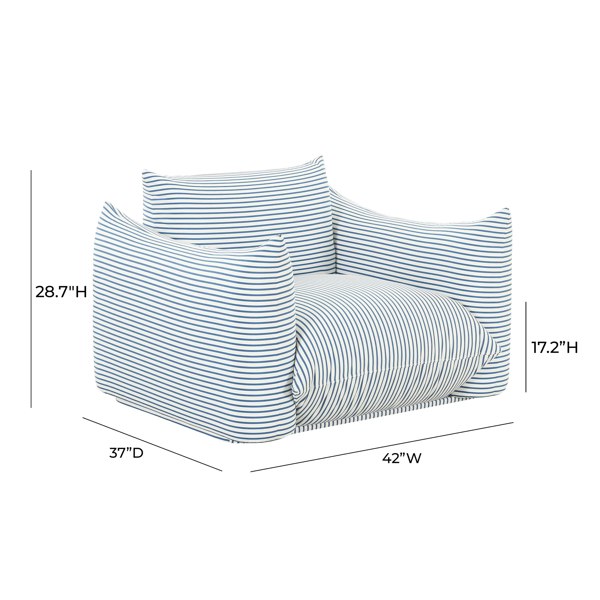 Furniture Edit Saint Tropez Pearl and Blue Striped Stuffed Outdoor Armchair